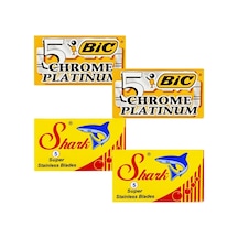 2 Adet 5'li Kutu Bic Chrome Ve 2 Adet 5'li Kutu Shark Stainless Tıraş Bıçağı Seti, Toplam 20 Adet Yaprak Jilet