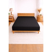 Bessy Penye Fitted Lastikli Çarşaf %100 Pamuk Kumaş Tek Çift Kişilik Battal King Size Siyah