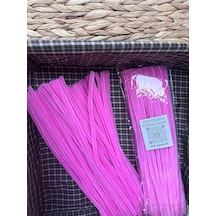 Şönil 100 Lü Şeker Pembe Renk Kod A028 30 Cm - Yoğun Tüylü Hobi Çubuğu Tel El İşi 100 Lü Paket