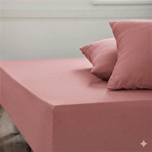 Maki Home %100 Pamuklu Gül Kurusu 120x200+50x70 Cm Tek Kişilik Lastikli Çarşaf Takımı Gül Kurusu
