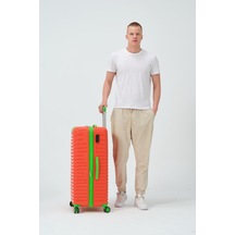 Keo-plus Turuncu-yeşil Büyük Boy Silikon Pp Kırılmaz Valiz Turuncu - Yeşil