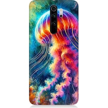 Xiaomi Redmi Note 8 Pro Uyumlu Renkli Denizanası Derinlikte Desenli Silikon Kılıf Çok Renkli