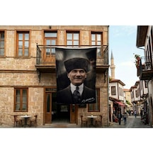 Gülümseyen Mustafa Kemal Atatürk Portresi Poster Bayrak Premium Raşel Kumaş 300x450cm Ata65 Diğer