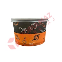 16 Oz Karton Kağıt Aşure Çorba Tatlı Yemek Kasesi Kullan At Plastik Kapaklı Sızdırmaz 25 Adet