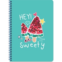 Keskin A4 Gloss Çizgili Spiralli Defter - Hey Sweety Çok Renkli