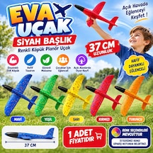 Eva Uçak Siyah Başlık 37 Cm Renkli Köpük Planör Uçak Oyuncak 1 Adet
