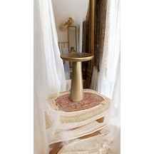 Dekoratif Doğal Ahşap Yan Sehpa Altın Varaklı Tekli Mantar