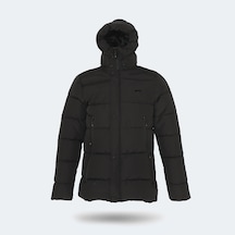 Slazenger GAFAR Büyük Beden Erkek Kapüşonlu Şişme Siyah Mont & Kaban