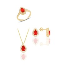 Gümüş Altın Yaldızlı Taşlı Damla Modeli Üçlü Set