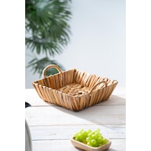 Wicker Hasır Ekmek Sepeti - 26 Cm Kahverengi