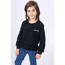 Toontoy Kids Toontoy Unisex Çocuk Nakışlı Sweatshirt Siyah