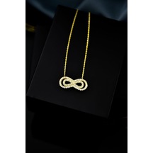 925 Ayar Gümüş Gold Kaplama İç İçe Sonsuzluk Kadın Kolye UVPTS100066