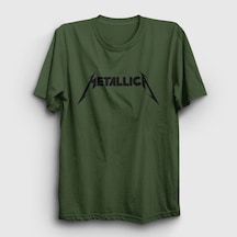 Presmono Unisex Logo Metallica T-shirt Haki