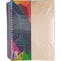 8+4 Ayraçlı Defter 12 Konulu 300 Yaprak 1 Adet 8 Kareli 4 Çizgili Spralli Plastik Kapak Seperatörlü Krem