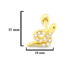 Ferizz Altın Kaplama Zirkon Taşlı Yılan Piercing Prc-154