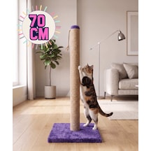 70 Cm Mor Kedi Tırmalama Tahtası - Sağlam Tabanlı Jüt İpli Kedi Tırmalama Direği