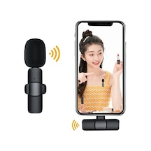 Apple Uyumlu iPhone Ios Kablosuz Yaka Mikrofonu Ses Arayüzü Mini Yaka Mikrofonu Çok Yönlü Mikrofon,klipsli Siyah
