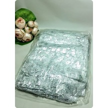 Desenli Beyaz Renk 12 14 Cm Organze Tül Kese 100 Adet