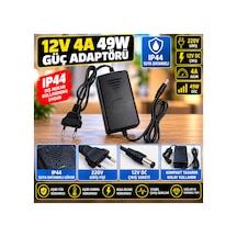12v 4a 48w Ip44 Suya Dayanıklı Güç Adaptörü 220v Giriş 12 Volt Dc Çıkış Fişli Trafo Led Şerit Kamera Aydınlatma Adaptörü Siyah - 939329188