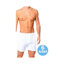 Uniquetrenders Erkek Rahat Kesim Paçalı Pamuklu Külot Boxer 6'lı Set Beyaz
