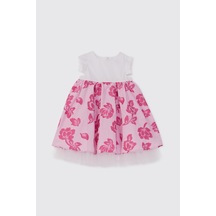 Panço Kız Bebek Çiçek Desenli Pembe Elbise 2611gb26005