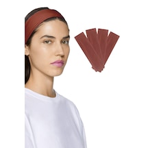 4lü Saç Bandı Pamuk Kadın Bandana Spor Kafa Bandı Kahverengi