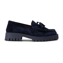 Deery Kadın Hakiki Süet Lacivert Püsküllü Loafer Ayakkabı - 02033zlcvc01 Lacivert