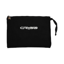 Crysis Black Text Siyah Clutch Astarlı Cüzdan / El Çantası Siyah