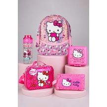 X Dekomus Lisanslı Hello Kitty Tek Bölmeli Küçük Boy Anaokul,kalem Ve Beslenme Çantası,beslenme Kabı,matara Seti Altın