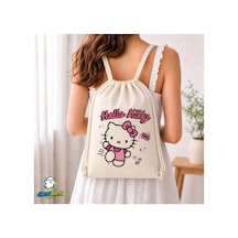 Ghostbastır Design Hello Kitty Büzgülü Keten Çanta C116 Bej