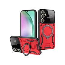 Samsung Uyumlu Galaxy S24 Fe Kılıf Joy Lens Standlı Kapak Kırmızı