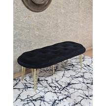 Zafir Ufo Oturak Bench - Gold Kaplama Telli Ayak - Oturak - Bench - Puf - Yatak Ucu Pufu Siyah