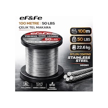 Effe Hg2501 Çelik Tel Makara 100m 50lbs 22.6kg Nylon Coating Stainless Steel 50 Lbs
