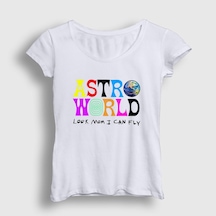 Presmono Kadın Astroworld V3 Travis Scott T-shirt Beyaz