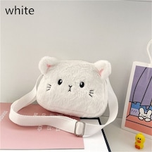 Novahub Bebek Kız Çanta Bozuk Para Cüzdanı Sevimli Messenger Küçük Çantalar Omuz Çantası Yumuşak Peluş Çanta Karikatür Kedi Beyaz Beyaz