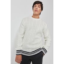 Ac&co Erkek Ekru Standart Fit Normal Kesim Bisiklet Yaka Triko