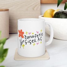 Zarafetle Çiçek Aç Baskılı Motivasyon - Doğum Günü Hediyesi - Hediye Porselen Kupa Bardak 11 Beyaz