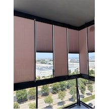 Blind-x Kahverengi Plise Katlanır Cam Balkon Perdesi, Ofis Perdesi, Mutfak Perdesi, Salon Perdesi