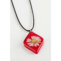 Ilkeshop Papatya Köşeli Epoksi Kolye-kırmızı Çok renkli