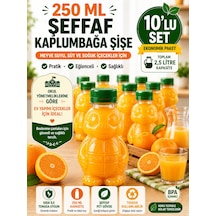 10'lu Set Şeffaf Kaplumbağa Şişe Yeşil Kapaklı Pet İçecek Şişesi Çocuk Beslenme Matarası 250 Ml