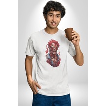 Zombi Kırmızı The Walking Dead Unisex Unisex Beyaz Organik Baskılı T-shirt Penye Yüksek Kalite Beyaz