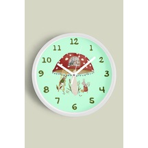 Sevimli Tavşanlar Çocuk Odası Duvar Saati - 35cm - Önü Camlı Beyaz Kasa - Sessiz Mekanizma-jh0970 Beyaz