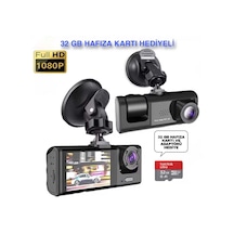 Ekranlı Çift Yönlü Araç İçi Kayıt Cihazı, Full Hd 1080p Çözünürlük Ve Gece Görüş Özellikli
