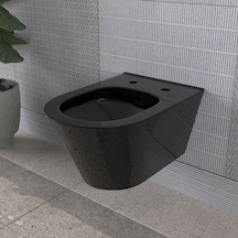 Lucco 53 CM Rim Art Kanalsız Asma Klozet Siyah