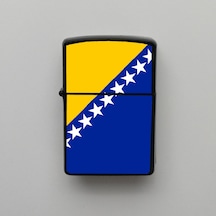 Bosna-hersek Klasik Ülke Bayraklı - Benzinli Siyah Çakmak - Hediyelik Siyah
