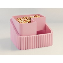 3d Baskı Fıstık Kasesi - Çift Hazneli Kabuk Ayırıcı Sunum Kasesi - Pembe Pembe Diğer