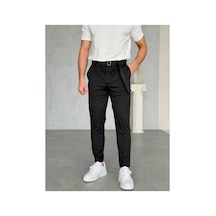 Genel Markalar Erkek Siyah Jogger Pantolon Regular Fit Düz Paça Cepli Günlük Rahat Kesim