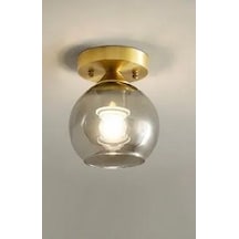Rsylight Rustik Dekoratif Metal Modern Eskitme Opal Füme Camlı Tekli Avize Siyah