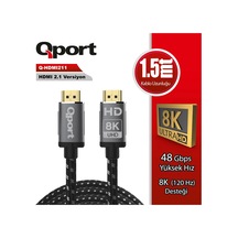 Teknoteg - Qport Q-hdmı211 Hdmı 2.1v 8k Altın Uçlu 1.5 Mt Kablo