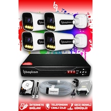 Bayicam 4 Kameralı Zebra 4 Dış Kamera Set 250 GB HDD Full HD Renkli Gece Görüşlü Güvenlik Kamerası Sistemi